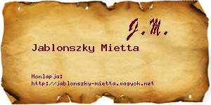 Jablonszky Mietta névjegykártya